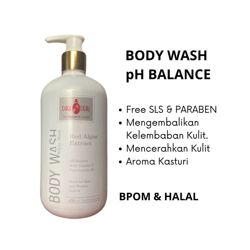 Dare & Dear Natural Body Wash Non SLS Body Wash Wangi Tahan Lama Aroma White Musk Melembabkan Badan